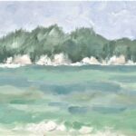 Point Lobos from Carmel River Beach - 8x24- Oil.