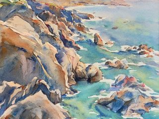 ROCK FORMS – Watercolor - Framed - Art size 21” x 14” - Frame size 29” x 21” - $800