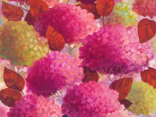 AUTUMN HYDRANGEA - 24 x 36 - $2350 - Acrylic on Gallery Wrap Canvas. Unframed.