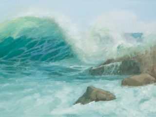 BREAKING ON THE ROCKS - OIL- $675 -18" X 14".