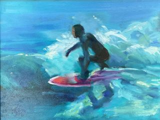 CATCHING THE WAVE - 11X14 -OIL - on canvas - 475.