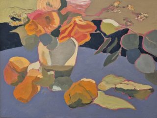 Persimmons on the Patio - Oil on canvas panel - 12"x16" - $500.