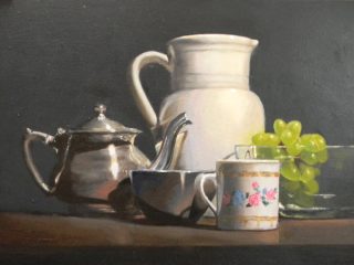 STILL LIFE W GRAPES + DEMITASSE