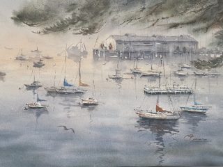 Foggy Monterey - Watercolor -Sold.