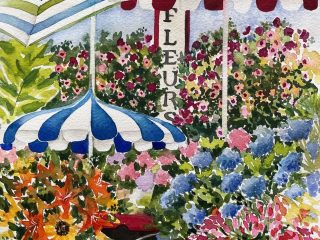 FRENCH FLOWER MARKET - 8.5 x 11 - $275 - Watercolor on 140lb watercolor paper. Unframed.