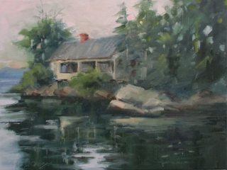 LAKE CABIN - OIL -12X16 - $1000