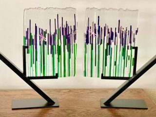 LUPINS IN BLOOM With Dichroic Dragon Flies - $245 each or $450 for both