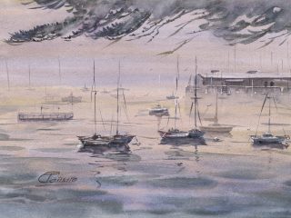 Monterey Morning - watercolor - Available.