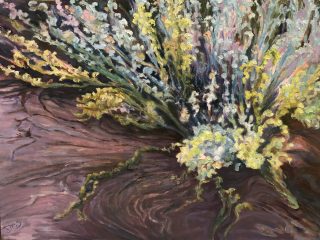 OCEAN BOUQUET - OIL - The canvas size is 16 x 20 - $795. Framed in a beautiful maple floater frame. The painting was inspired by the natural plants at Asilomar Beach.