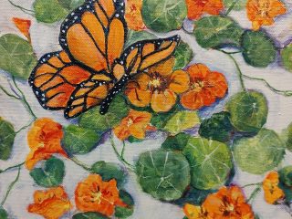 SAVE OUR MONARCH - 10"x 10" - $200. Every fall these beauties grace our gardens and community as they winter over in Pacific Grove.
It is heartening to see our community and statewide efforts at work to keep their numbers from dwindling.