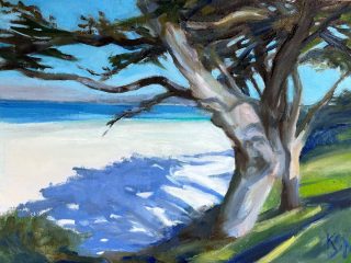 SHADOW PLAY on CARMEL BEACH - OIL - 12x16 - $550.