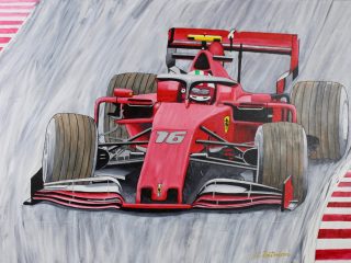 FERRARI FORMULA 1 RACER - Acrylic - 24'' x 24'' x 2'' on gallery wrap canvas with all sides painted - $1,995