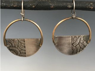Earrings - Catalogue title: 2-7. Materials: sterling silver, brass wire, sterling silver ear wires Price: $105.