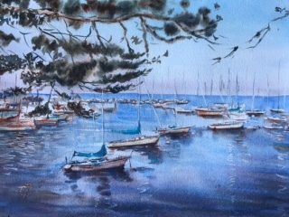 MONTEREY HARBOR - Watercolor - SOLD.