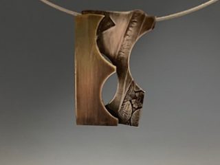 Catalog N-4. Necklace - Red brass and sterling silver; magnetic neckwire -16”- $93.