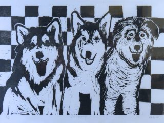 COMPANY - Relief Print - 8'' x 12'' - Framed size - 16'' x 18'' - $200