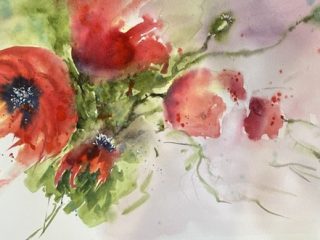 Poppies - Watercolor on paper. Available.