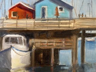 GOING WHALE WATCHING -OIL on panel, plein air - $395.