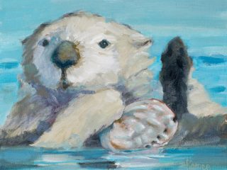 SEA OTTER AND ABALONE - OIL - $375 - 8" X 10".