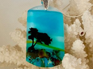 CYPRESS PENDANT - Layered Glass with Dichroic - approx. 1" x 2" - $95.00