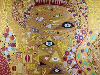 KLIMT SYMBOLS - Acrylic - 36" x 36" on gallery wrap canvas with all sides painted - $2,495