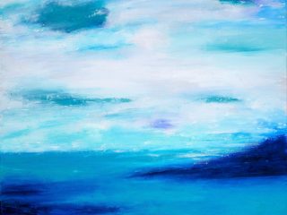 BREATHING SPACE - Acrylic on canvas - This painting is inspired by the stunning beauty of the Big Sur Coast - 30” x 30" - $1,600