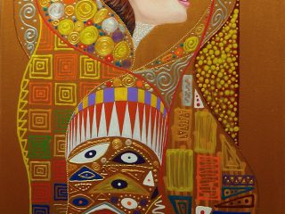 KISS ME, KLIMT - Acrylic - 36'' x 24'' x 2'' on gallery wrap canvas with all sides painted - $1,995
